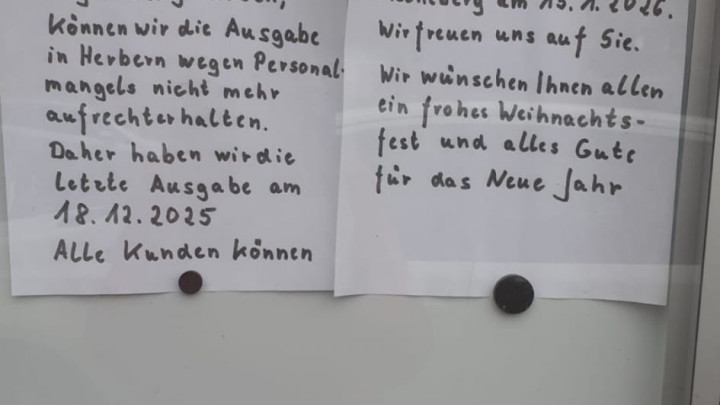 Die Ausgabe der Ascheberger Tafel am Standort Herbern öffnet letztmals am 18. Dezember